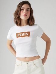 Levi's Koszulka w kolorze białym rozmiar: S. Białe bluzki damskie Levi's, s, bez wzorów, z bawełny, bez kołnierzyka. Za 66.47 zł.