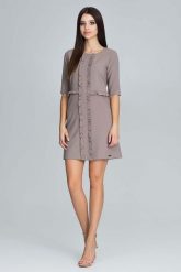 Mocca Elegancka Krótka Sukienka z Falbankami. Czarne sukienki damskie Figl, s, bez wzorów, z elastanu, eleganckie, bez kołnierzyka, bez ramiączek, mini. Za 269.00 zł.