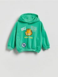 Bluza GARFIELD - zielony. Zielone bluzy i bluzki niemowlęce Reserved, bez wzorów, z bawełny, bez ramiączek, bez kaptura. Za 59.99 zł.