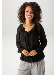 Aniston Bluzka w kolorze czarnym rozmiar: 48. Czarne bluzki damskie Aniston, bez wzorów, bez kołnierzyka, bez ramiączek. Za 69.58 zł.