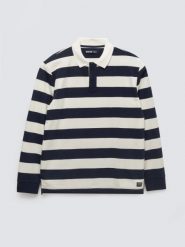 Koszulka męska polo z długim rękawem w pasy granatowo-białe Miker 100. Białe koszulki polo męskie Big Star, l, bez wzorów, z bawełny, bez ramiączek. Za 159.99 zł.