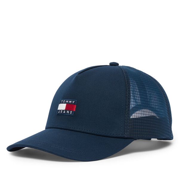 Czapka z daszkiem Tommy Jeans. Niebieskie czapki z daszkiem damskie Tommy Jeans, bez wzorów, z jeansu. Za 169.99 zł.