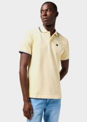 MESKA KOSZULKA WRANGLER POLO SHIRT BANANA CREPE 112362826. Koszulki polo męskie Wrangler, m, bez wzorów, bez ramiączek. Za 99.99 zł.