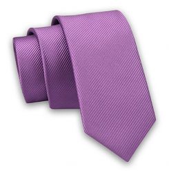 Liliowy Elegancki Śledź Męski Krawat -Angelo di Monti- 5 cm, Jednokolorowy, w Delikatne Prążki. Krawaty i muchy męskie Angelo di Monti, bez wzorów, z tkaniny, eleganckie. Za 45.00 zł.
