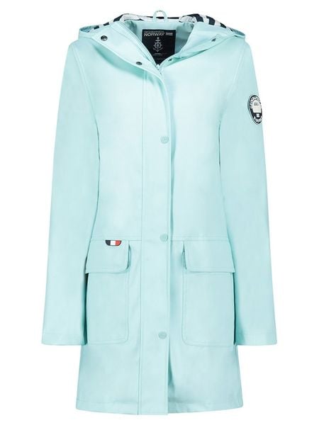 Geographical Norway Parka "Curieuse" w kolorze turkusowym rozmiar: L. Niebieskie parki damskie Geographical Norway, l, z aplikacjami. Za 205.36 zł.