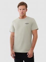 4F T-shirt regular z nadrukiem męski - oliwkowy/khaki XXL. Brązowe t-shirty męskie 4f, m, bez wzorów, z bawełny, bez kołnierzyka. W wyprzedaży za 49.99 zł.