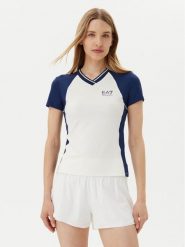 EA7 Emporio Armani Koszulka techniczna 7W000199 AF13282 M0058 Biały Regular Fit. Białe bluzki sportowe damskie EA7 Emporio Armani, m, bez wzorów, z syntetyku, bez ramiączek. Za 239.99 zł.