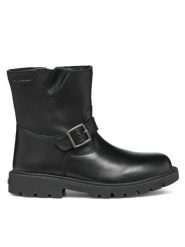 Geox Kozaki J Shaylax Girl J46EXB 00085 C9999 S Czarny. Czarne kozaki dziewczęce Geox, bez wzorów, ze skóry, bez obcasa. Za 379.99 zł.
