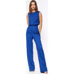 Elegancki Kombinezon z Guzikami na Plecach - Chabrowy. Niebieskie kombinezony damskie Nife, l, bez wzorów, z elastanu, eleganckie, bez kołnierzyka, bez ramiączek. Za 259.90 zł.