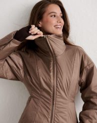 Damska kurtka pikowana, hydrofobowa High Neck Contour brąz espresso. Brązowe kurtki damskie Aim'n, xs, bez wzorów, z materiału, bez kaptura. Za 444.00 zł.