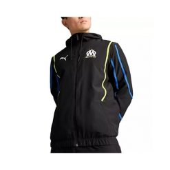 Kurtka dresowa Faster OM 2024/25. Czarne kurtki męskie Puma, bez wzorów, z dresówki, sportowe, bez kaptura. W wyprzedaży za 261.50 zł.