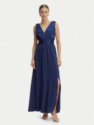 Morgan Sukienka wieczorowa 261-RSILVIA Granatowy Regular Fit. Niebieskie sukienki damskie Morgan, bez wzorów, z syntetyku, wizytowe, bez kołnierzyka, bez ramiączek. Za 449.99 zł.