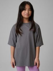 4F T-shirt loose z nadrukiem dziewczęcy - szary 158/164 (12-14 lat). Szare koszulki dziewczęce 4f, bez wzorów, z bawełny, bez ramiączek. Za 59.99 zł.