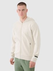 4F Bluza dresowa rozpinana z kapturem męska - beżowa L. Brązowe bluzy sportowe męskie 4f, bez wzorów, z bawełny, sportowe, bez kołnierzyka, bez ramiączek. W wyprzedaży za 159.99 zł.