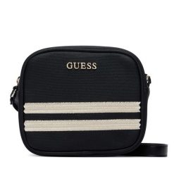 Torebka Guess. Czarne listonoszki damskie Guess, z aplikacjami, bez dodatków. Za 264.99 zł.