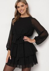 Czarna Sukienka Roseflash. Czarne sukienki damskie Born2be, na imprezę, m, bez wzorów, z materiału, bez kołnierzyka, bez ramiączek, mini, rozkloszowane. W wyprzedaży za 103.99 zł.