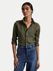 Polo Ralph Lauren Koszula 211924258014 Khaki Slim Fit. Brązowe koszule damskie Polo Ralph Lauren, m, bez wzorów, z bawełny, bez kołnierzyka, bez ramiączek. Za 619.99 zł.