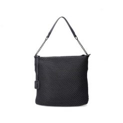 RIEKER H1331-00 black, torebka damska. Czarne torebki klasyczne damskie Rieker, bez wzorów, z lycry, bez dodatków. Za 134.95 zł.