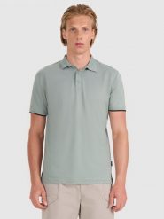 4F Koszulka polo regular męska - oliwkowa/khaki L. Brązowe koszulki polo męskie 4f, l, bez wzorów, z bawełny, bez ramiączek. Za 89.99 zł.