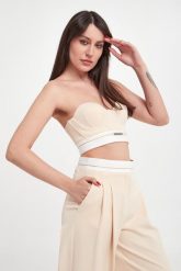 Top damski gorsetowy PATRIZIA PEPE. Topy damskie Patrizia Pepe, bez wzorów, bez kołnierzyka. W wyprzedaży za 903.83 zł.