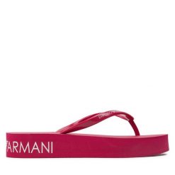 Klapki Emporio Armani. Czerwone klapki damskie Emporio Armani, bez wzorów, bez obcasa. Za 309.99 zł.
