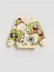 Bluza SpongeBob - jasnożółty. Żółte bluzy i bluzki niemowlęce Reserved, bez wzorów, z bawełny, bez ramiączek, bez kaptura. Za 55.99 zł.