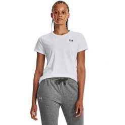 Koszulka fitness damska Under Armour Sportstyle LC. Białe bluzki damskie Under Armour, s, bez wzorów, sportowe, bez kołnierzyka, bez ramiączek. Za 129.99 zł.