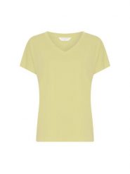 MOSS COPENHAGEN Koszulka "Fenya" w kolorze jasnożółtym rozmiar: M/L. Żółte bluzki damskie MOSS COPENHAGEN, l, bez wzorów, bez kołnierzyka, bez ramiączek. Za 118.84 zł.