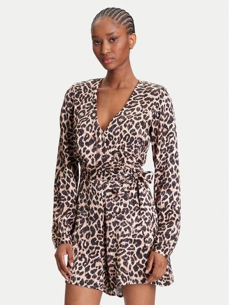 Guess Kombinezon W5YD09 WHCM0 Brązowy Regular Fit. Brązowe kombinezony damskie Guess, s, z aplikacjami, z wiskozy, bez kołnierzyka, bez ramiączek. Za 369.99 zł.