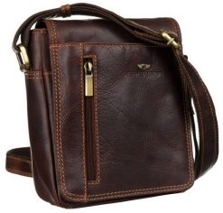 Listonoszka skórzana Peterson PTN TB-7032-COM COGNAC koniakowa. Brązowe saszetki męskie Peterson, ze skóry. Za 269.99 zł.