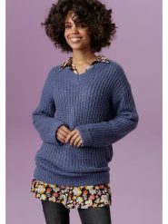 Aniston Sweter w kolorze granatowym rozmiar: 40. Niebieskie swetry klasyczne damskie Aniston, ze splotem, bez kołnierzyka. Za 65.69 zł.