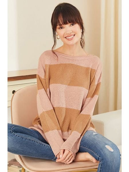 Milan Kiss Sweter w kolorze różowo-brązowym rozmiar: XL. Brązowe swetry klasyczne damskie Milan Kiss, xl, z bawełny, bez kołnierzyka. Za 178.45 zł.