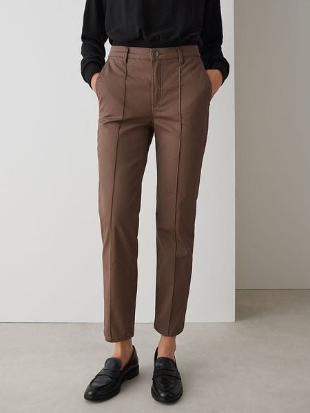 OPUS Spodnie w kolorze brązowym rozmiar: 40/L28. Brązowe spodnie materiałowe damskie Opus, bez wzorów, z materiału, z podwyższonym stanem. Za 247.11 zł.