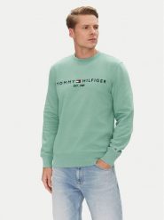 Tommy Hilfiger Bluza Logo MW0MW11596 Zielony Regular Fit. Zielone bluzy bez kaptura męskie Tommy Hilfiger, m, z bawełny. Za 369.99 zł.