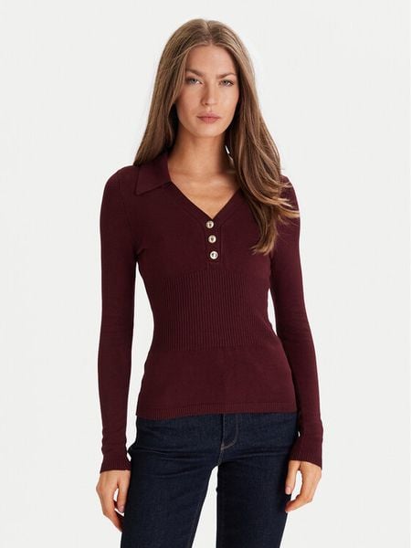 Morgan Sweter 252-MBANOU Bordowy Slim Fit. Czerwone swetry klasyczne damskie Morgan, l, z wiskozy, bez kołnierzyka. Za 189.99 zł.