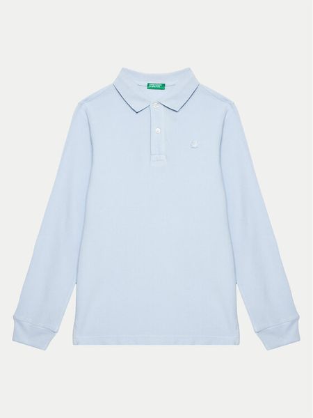 United Colors Of Benetton Polo 3089C300Z Błękitny Regular Fit. Niebieskie t-shirty chłopięce United Colors Of Benetton, bez wzorów, z bawełny, bez ramiączek. Za 74.99 zł.