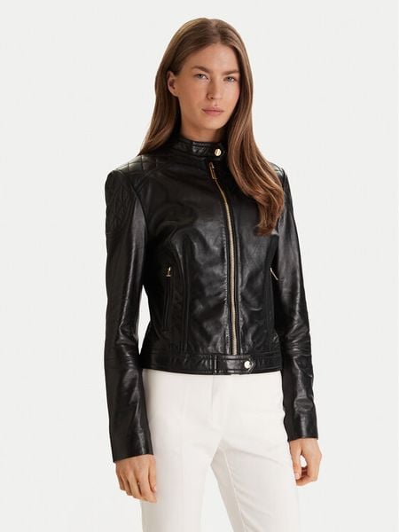 Marciano Guess Kurtka skórzana 6RGL09 7133A Czarny Regular Fit. Czarne kurtki damskie Marciano Guess, z aplikacjami, ze skóry, bez kaptura. Za 1,989.00 zł.