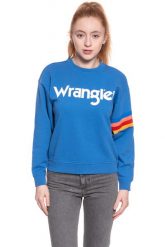BLUZA WRANGLER DAMSKA LOGO SWEAT DEEP WATER W6072HQDF 112130428. Niebieskie bluzy bez kaptura damskie Wrangler, xs. W wyprzedaży za 59.99 zł.