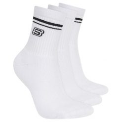 Skarpetki sportowe dla dorosłych 3pk Wpk Wmn Ls Low Crew. Białe skarpetki damskie Skechers, bez wzorów, z bawełny. Za 79.99 zł.