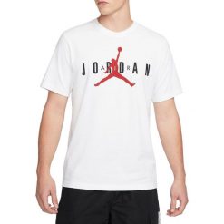 Koszulka sportowa męska Nike Air Jordan Wordmark. Białe t-shirty sportowe męskie Nike, l, z bawełny, bez ramiączek. Za 238.00 zł.