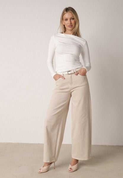 Beżowe Bawełniane Jeansy Szerokie z Wysokim Stanem Wylinnys. Brązowe jeansy damskie Born2be, z podwyższonym stanem. Za 119.99 zł.