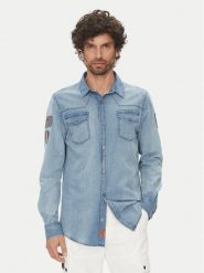 Aeronautica Militare Koszula jeansowa 251CA1281CT3527 Błękitny Regular Fit. Niebieskie koszule męskie AERONAUTICA MILITARE, m, bez wzorów, z bawełny, bez kołnierzyka, bez ramiączek. Za 629.99 zł.