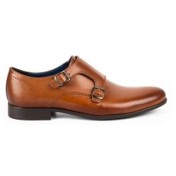 Kampol Buty męskie wizytowe monki 341/C1 brązowe. Brązowe buty wizytowe męskie ze skóry, bez zapięcia. Za 362.62 zł.
