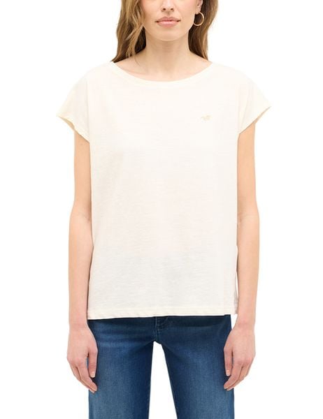 Damski T-Shirt Mustang Style Lesley Whisper White 1016512 2013. Białe t-shirty damskie Mustang, l, bez wzorów, bez kołnierzyka. Za 99.99 zł.