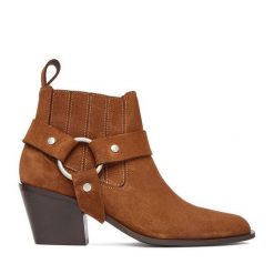 Botki Badura. Brązowe botki damskie Badura, bez obcasa, na słupku, bez zapięcia. Za 259.99 zł.