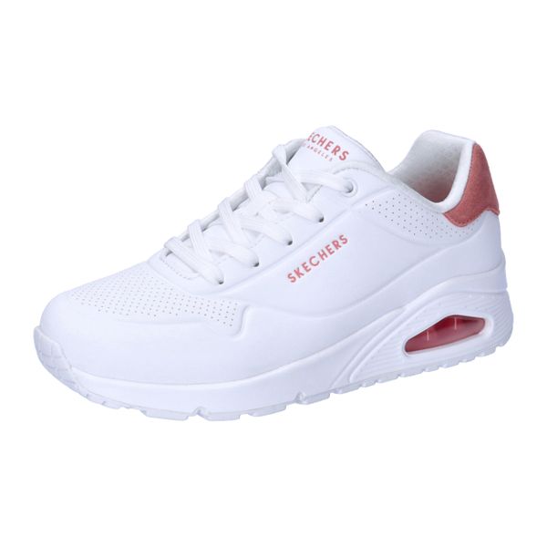 Buty do chodzenia damskie Skechers Uno Pop. Białe buty sportowe na co dzień damskie Skechers, bez wzorów, z materiału, trekkingowe. Za 414.00 zł.