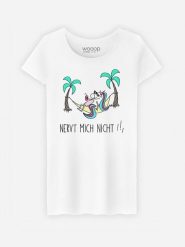 WOOOP T-shirt "Nervt Mich Nicht" w kolorze białym rozmiar: S. Białe t-shirty damskie Wooop, s, bez wzorów, z bawełny, bez kołnierzyka. Za 52.67 zł.