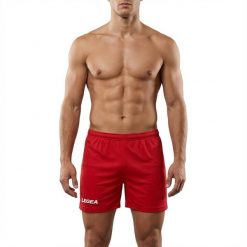 Szorty do biegania z elastycznym pasem czerwone. Czerwone szorty damskie Legea, bez wzorów. Za 80.00 zł.