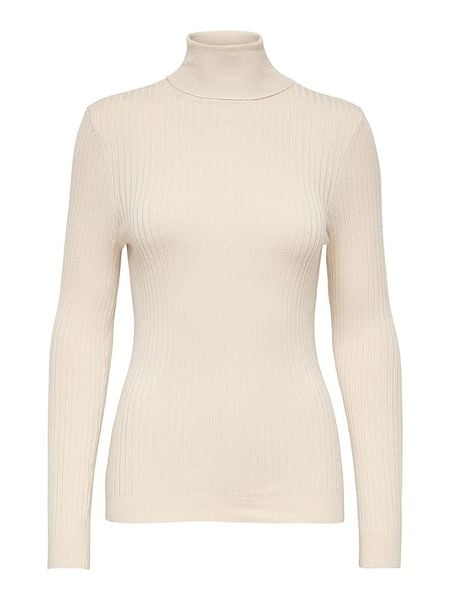 ONLY Koszulka "Karol" w kolorze kremowym rozmiar: XS. Brązowe bluzki damskie Only, xs, bez wzorów, prążkowane, bez kołnierzyka, bez ramiączek. Za 91.45 zł.