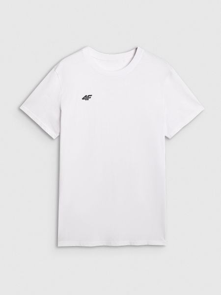4F T-shirt regular gładki męski - biały XL. Białe t-shirty męskie 4f, m, bez wzorów, z bawełny, bez kołnierzyka. Za 49.99 zł.